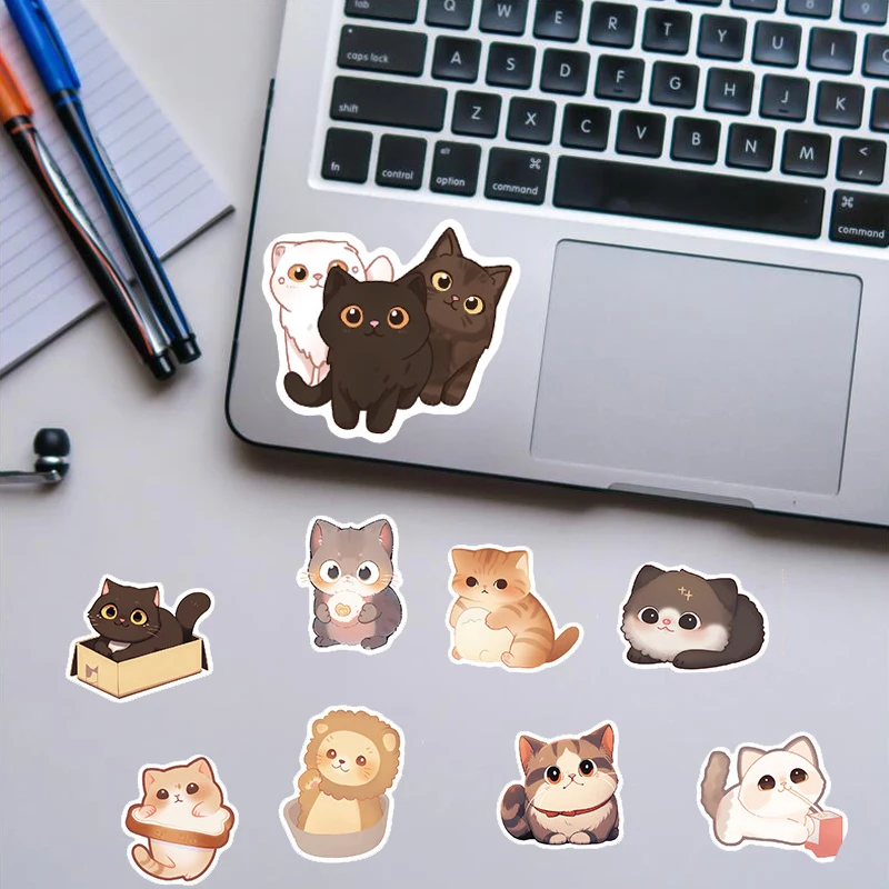 50 قطعة لطيف جولة العينين القط الكتابة على الجدران ملصقات الكرتون الشارات كأس القرطاسية الغيتار الهاتف المحمول حقيبة الكتابة على الجدران الاطفال اللعب هدية