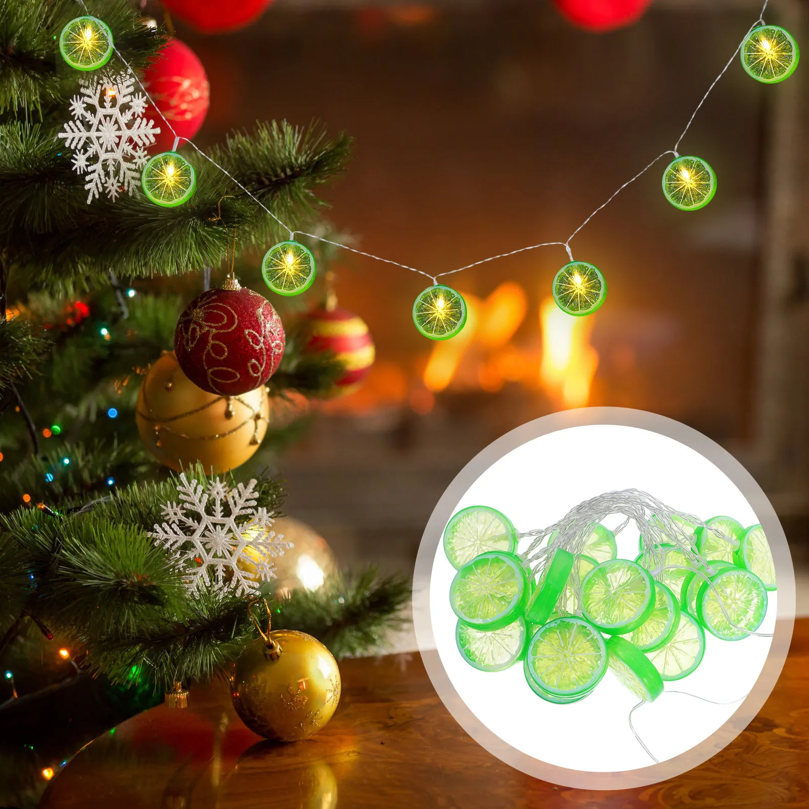 

USB LED гирлянда «Ломтики лайма» для декоративного освещения комнаты, спальни, вечеринок, свадеб, для использования в помещении, летние милые гирлянды