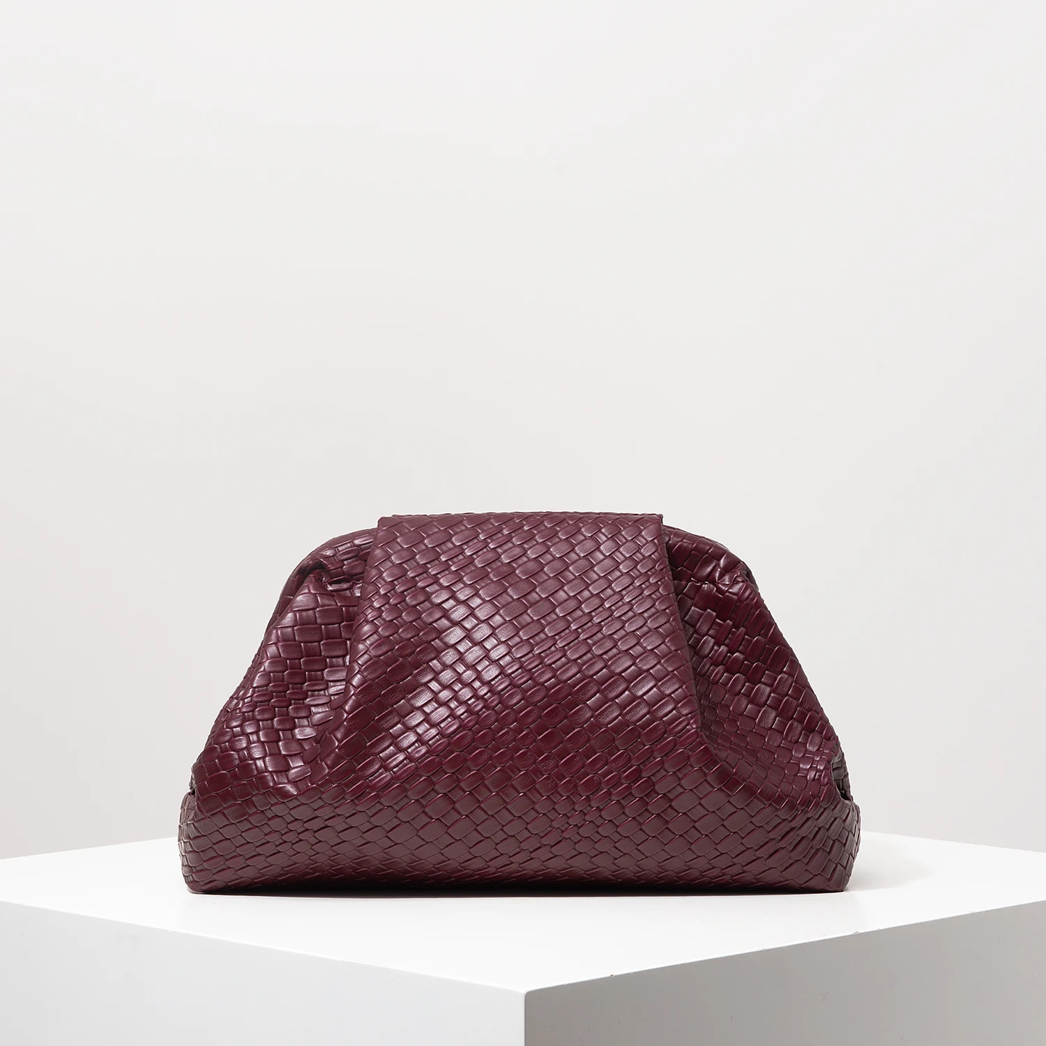 Vintage-Handtasche aus Kunstleder mit gewebtem Muster, bordeauxfarbene Tasche, Abendkleider für Damen, Damenhandtasche mit großem Fassungsvermögen. – Detail 3