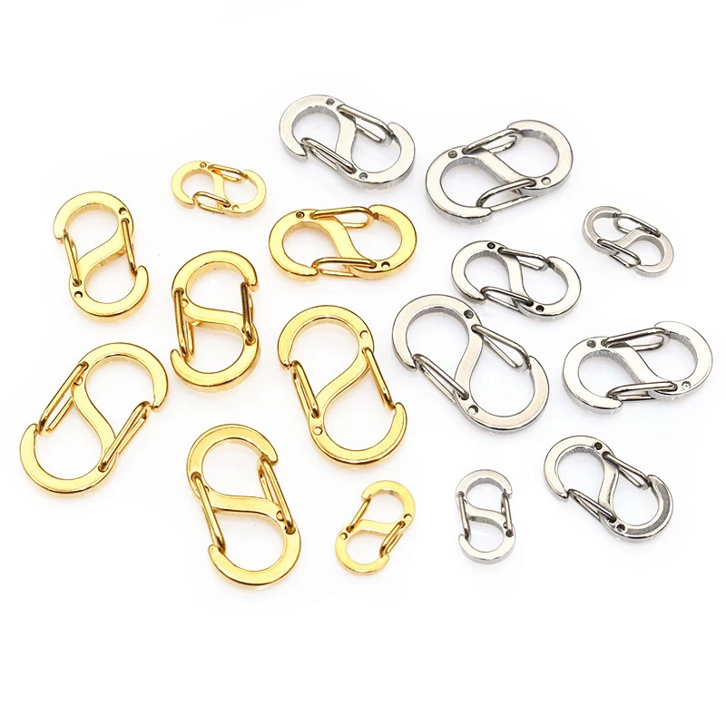 10pcs Stainless Steel S Lock Double Opening Shortener Clasp Necklace Chain Closures Bracelet Connector DIY Jewelry Accessories