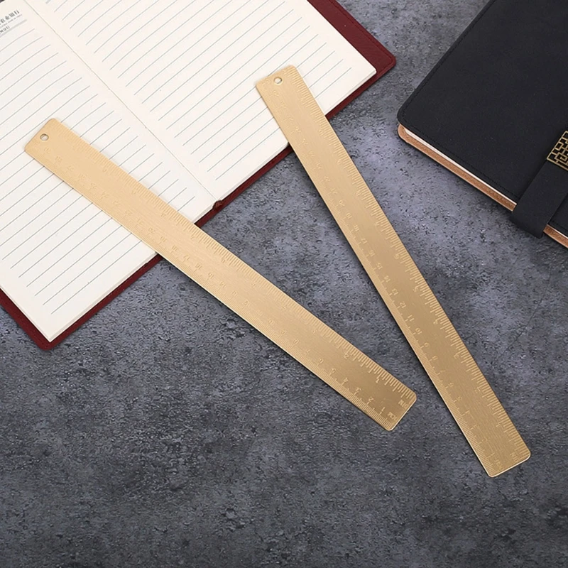 30cm Brass Straight Ruler School Office Supplies Kids Gift Measure Tool for Students Boys Girls