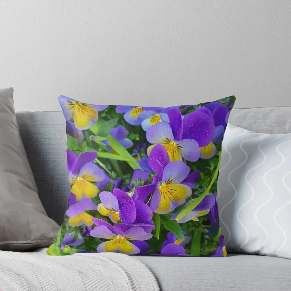 

Blooming Violets Purple and Yellow Throw Pillow Pillow Cases Decorative bed pillows Cushion Cover pillow