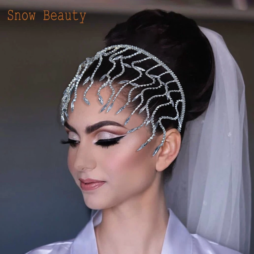 

A491 Silver Gold Bridal Hair Jewelry Rhinestone Headbands Diamond Wedding Headpiece Bridal Crown Head Hoop for Bridal Tiaras