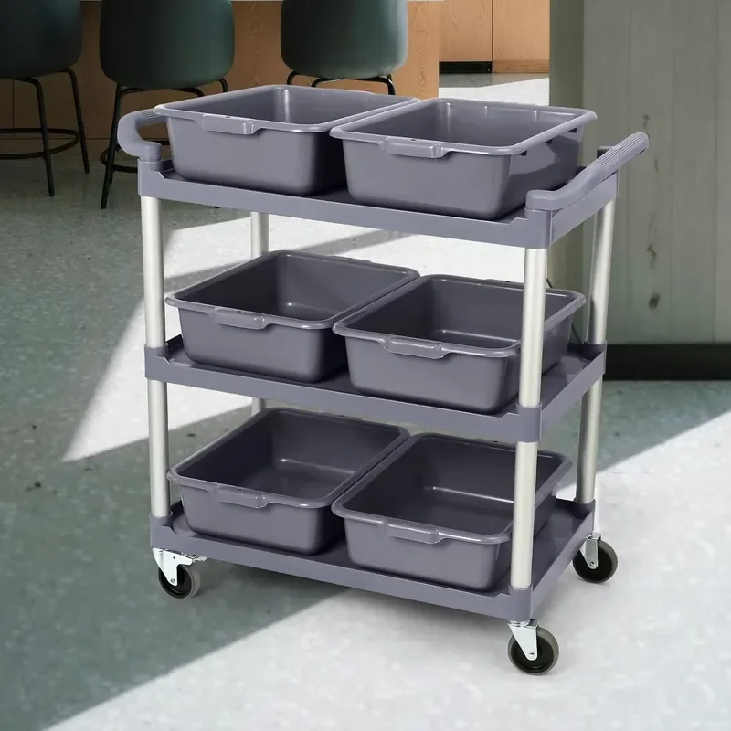 Yitok YK-ST50 plastic hotel multi-function cart, three-story restaurant catering service cart, each floor bears 50kg