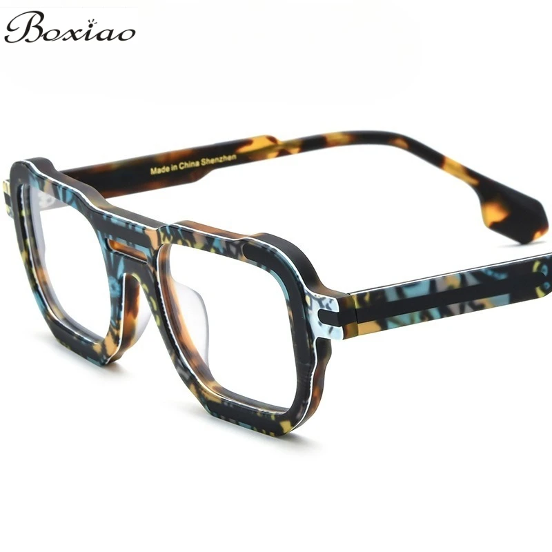 

Модная трендовая многоцветная мозаичная квадратная оправа для очков для мужчин и женщин с очками для близорукости, защита от синего света.