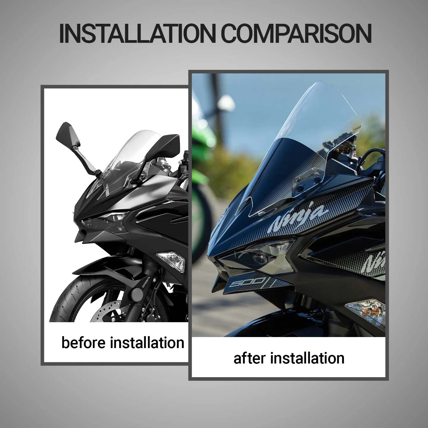 الزجاج الأمامي للدراجات النارية Kawasaki Ninja 500 Ninja500 SE فقاعة مزدوجة الزجاج الأمامي Ninja500 الزجاج الأمامي منحرف الرياح 24-25 #2