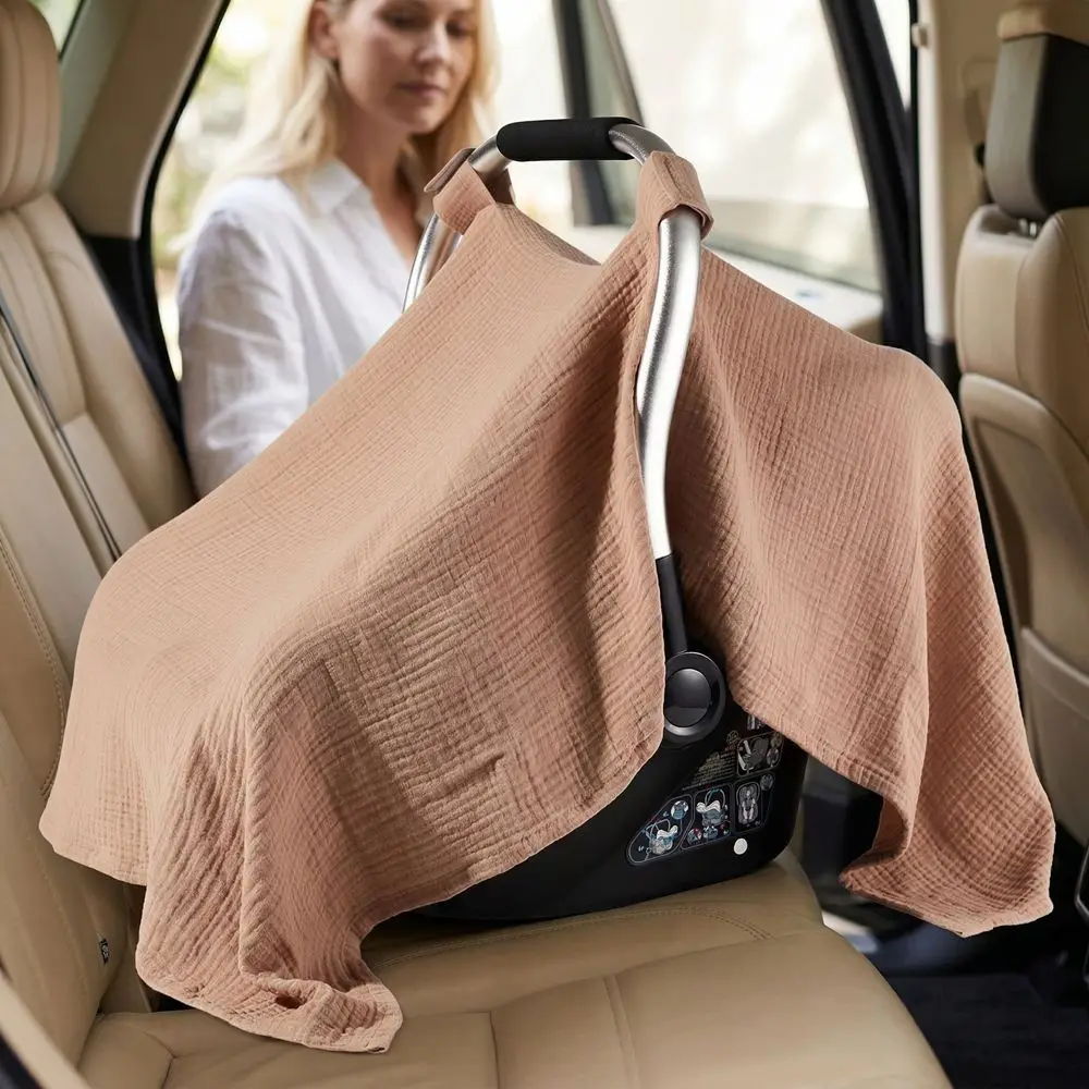 Cotton Baby Basket Cover Soft Breathable Sunshade Stroller Blankets Lightweight Light-Blocking Infant Safety Seat Cover