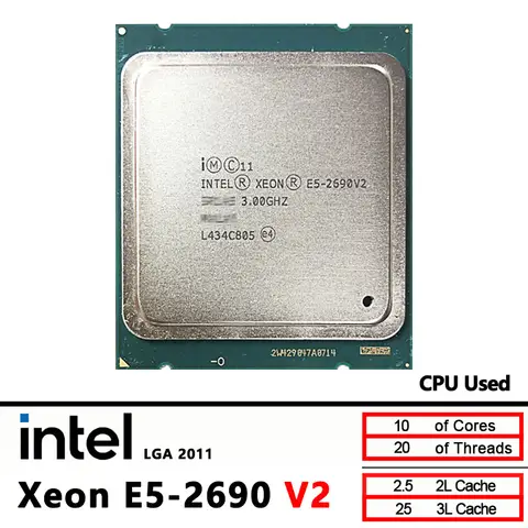 Intel Xeon 2690V2 E5 2690 V2 Used 10 Core 3.0 GHz 130W  CPU Processor LGA 2011