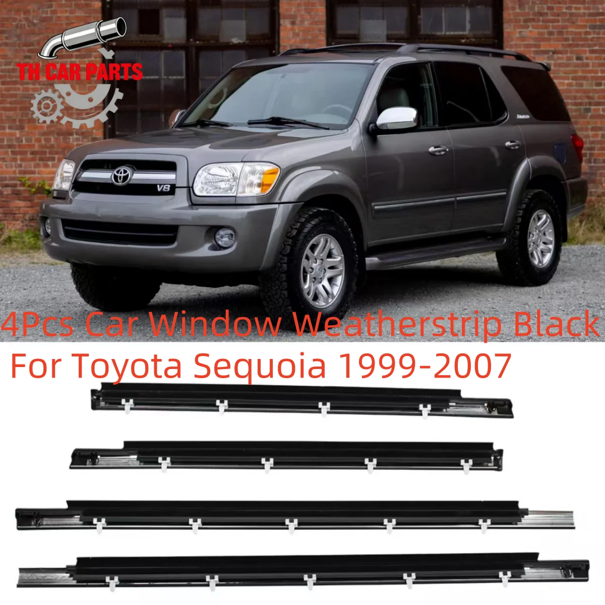 

4Pcs Car Window Weatherstrip For Toyota Sequoia 1999-2007 Car Weatherstrip Window Moulding Trim 75710-0C010 75730-0C010
