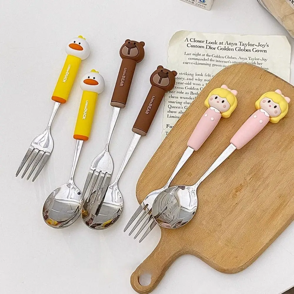 Gift Cute Stainless Steel Spoon Girl Duck Fork Tableware Cartoon Stainless Steel Cutlery Office Workers