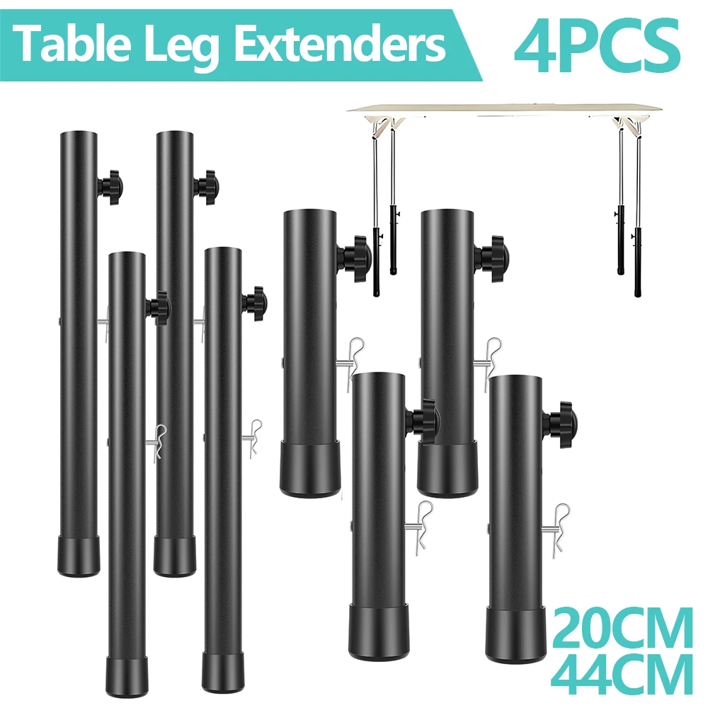 4Pcs Adjustable Table Height Extenders Heavy Duty Steel Table Leg Extenders  with Fixing Bolts  2/4 Rise Levels Table Leg Risers