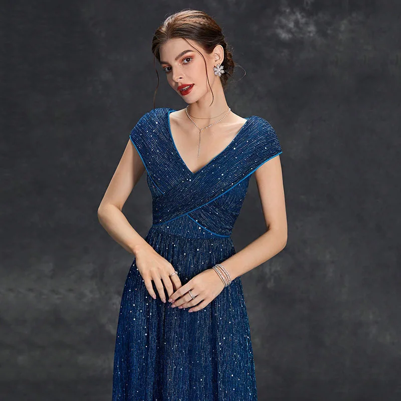 

2024 new style deep sequin bridesmaid dress sleeveless super long evening dress prom dress summer