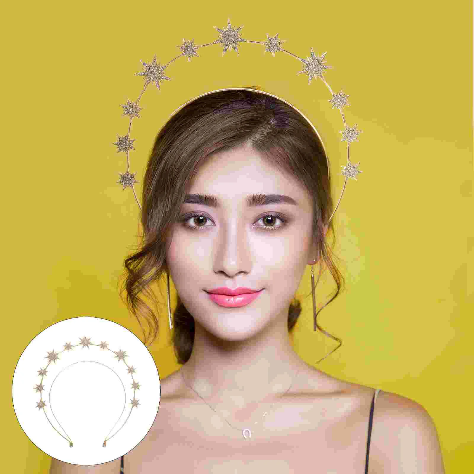 Hexagram Headband Woman Headdress Goddess Headwear Decor for Girl Fashion Headbands Metal Bride