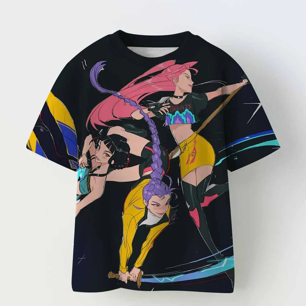 

Детская футболка KPop «Охотники на демонов» с принтом, модные повседневные топы 2025 года, футболка с круглым вырезом из фильма для девочек и мальчиков, повседневная одежда для маленьких девочек