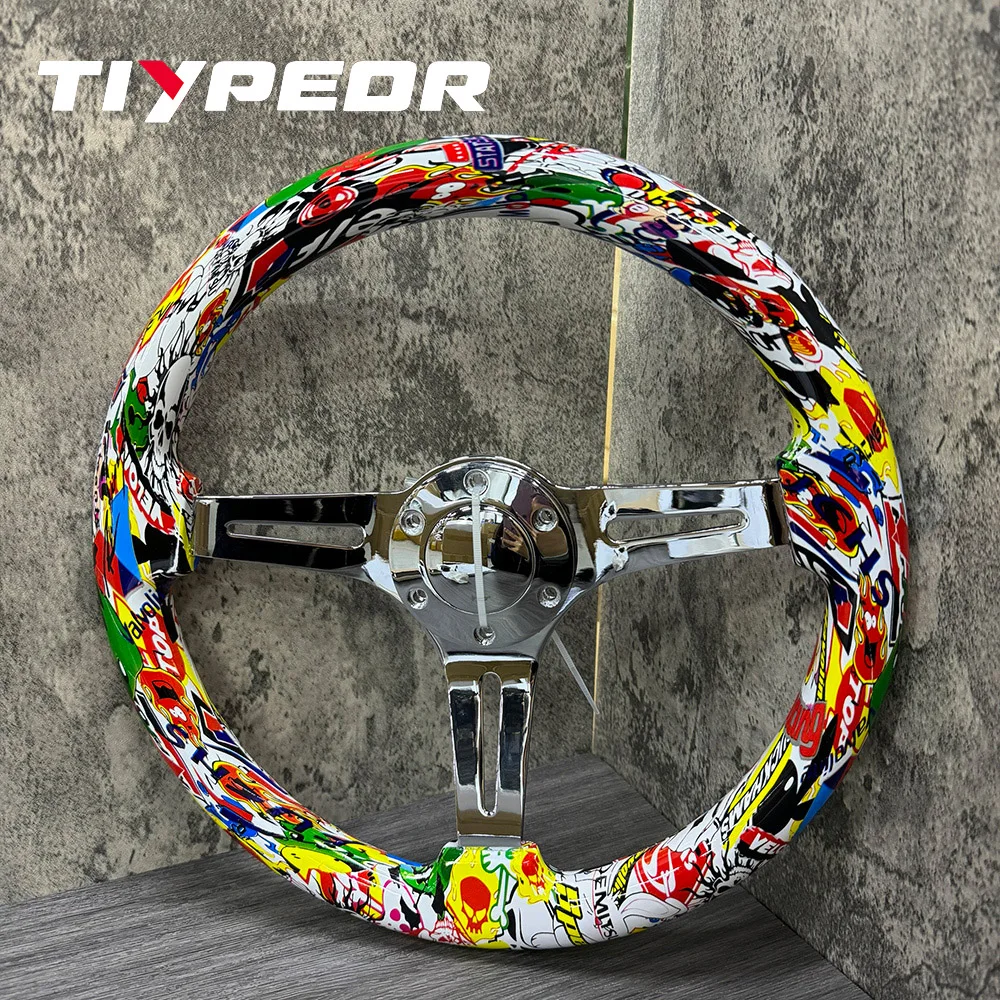 

Customization Modified solid wood Steering Wheel Classic Car Retro General Race Car Steering Wheel 14 Inch 350MM