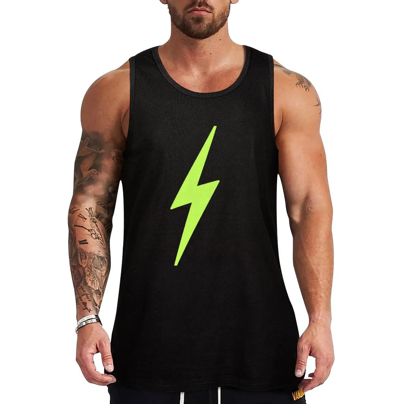 

Yellow lightning bolt Tank Top man sexycostume Men's gym articles Men's sleeveless gym shirts sleeveless