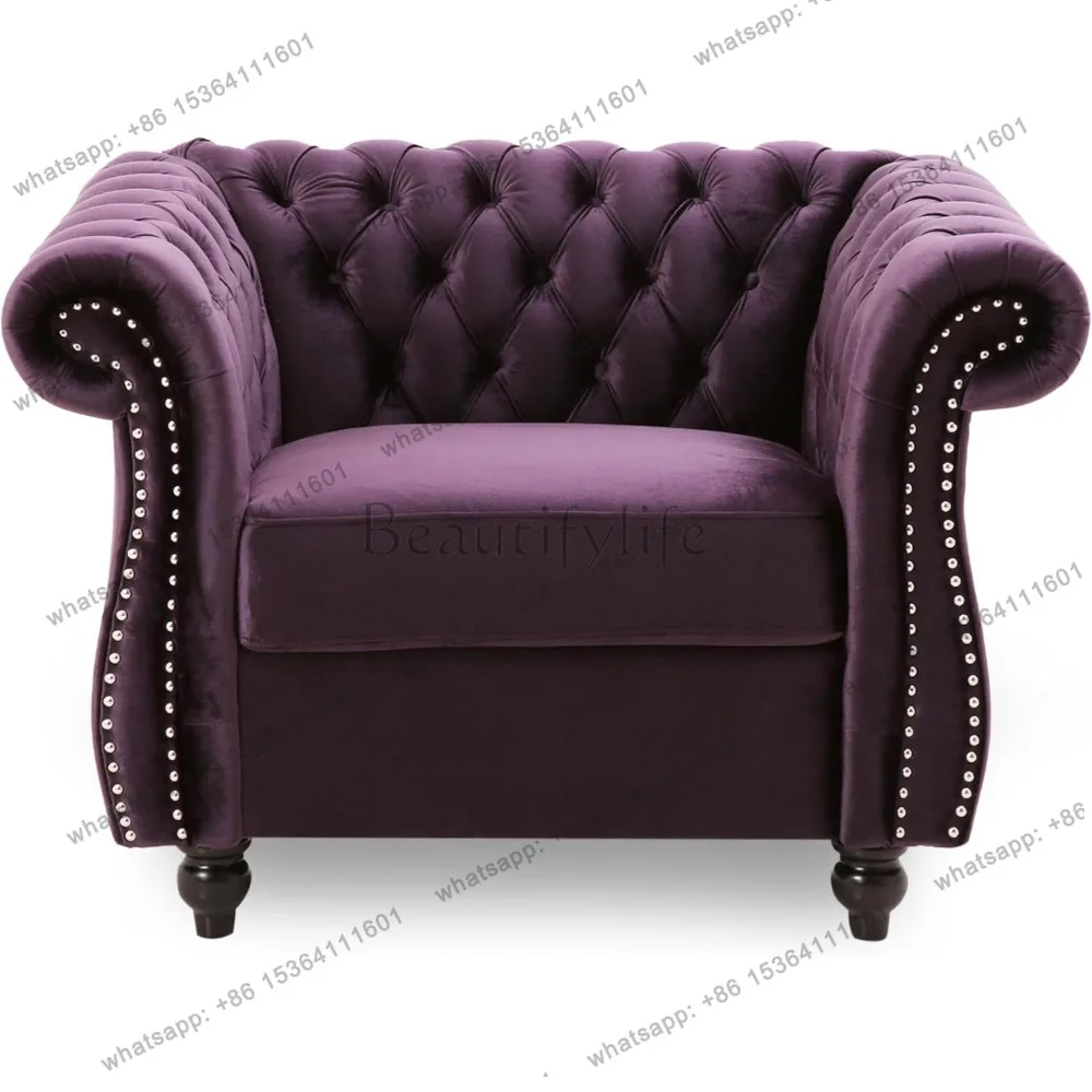 Chesterfield Velvet Club Chair In Berry Luxurious Seating Option For Living Room Home Decor Leisure Use Comfortable Furniture