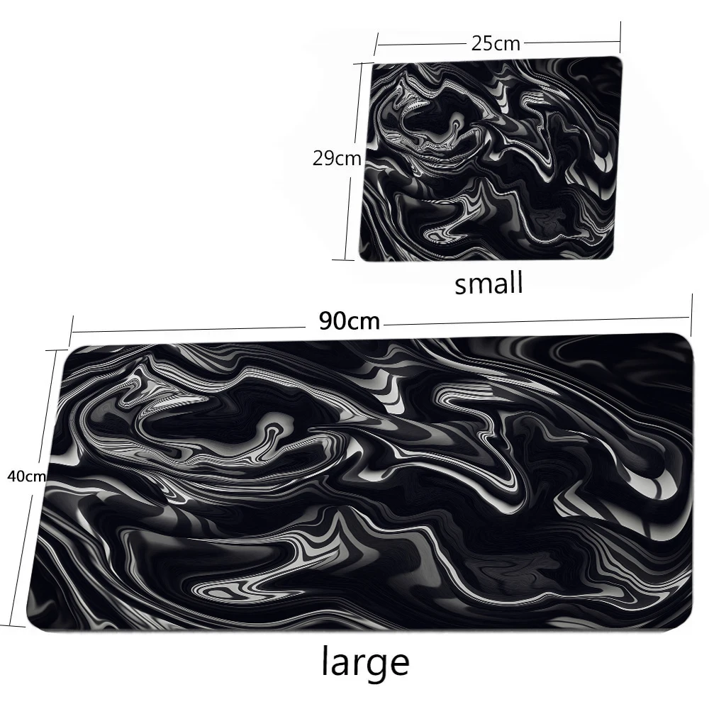 Black Fluid Texture Mouse Pad Large Size Computer Office Game Mat Rubber Anti-slip Gaming Accessories Keyboard Long Desktop Pads