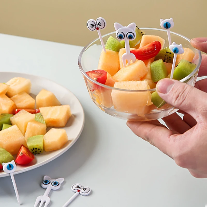 1 set Cartoon Fruit Fork Toothpicks Cute Animal Food Selection Mini Lunch Box Decoration Children's Food Supplement Tool