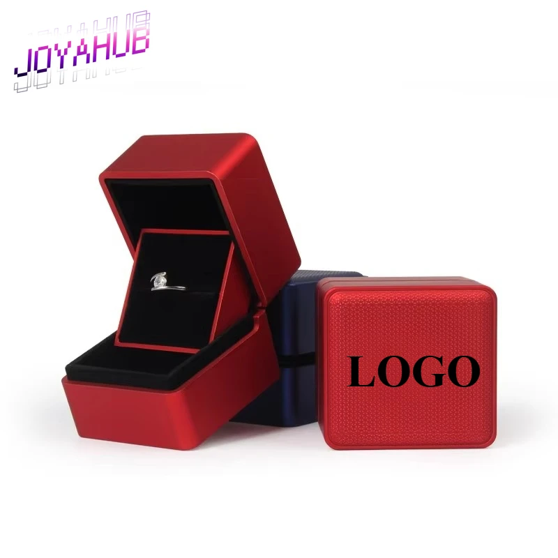 Elegant Rhombus-Texture LED Proposal Ring Box-Luxury Jewelry Case with Lights,Engagement Gift Packaging Free Custom Logo OEM