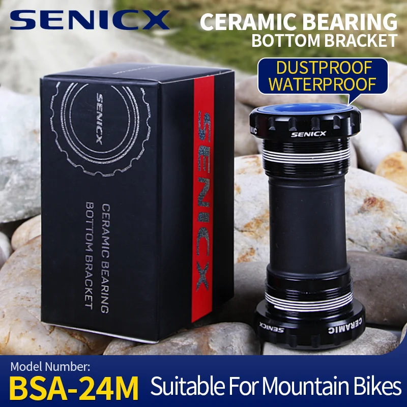 

SENICX Bottom Bracket MTB Ceramic Bearings for Bicycle BSA1.37x24TPI-68/73mm Movement Central for Axis 24mm Cranksets Bike Parts