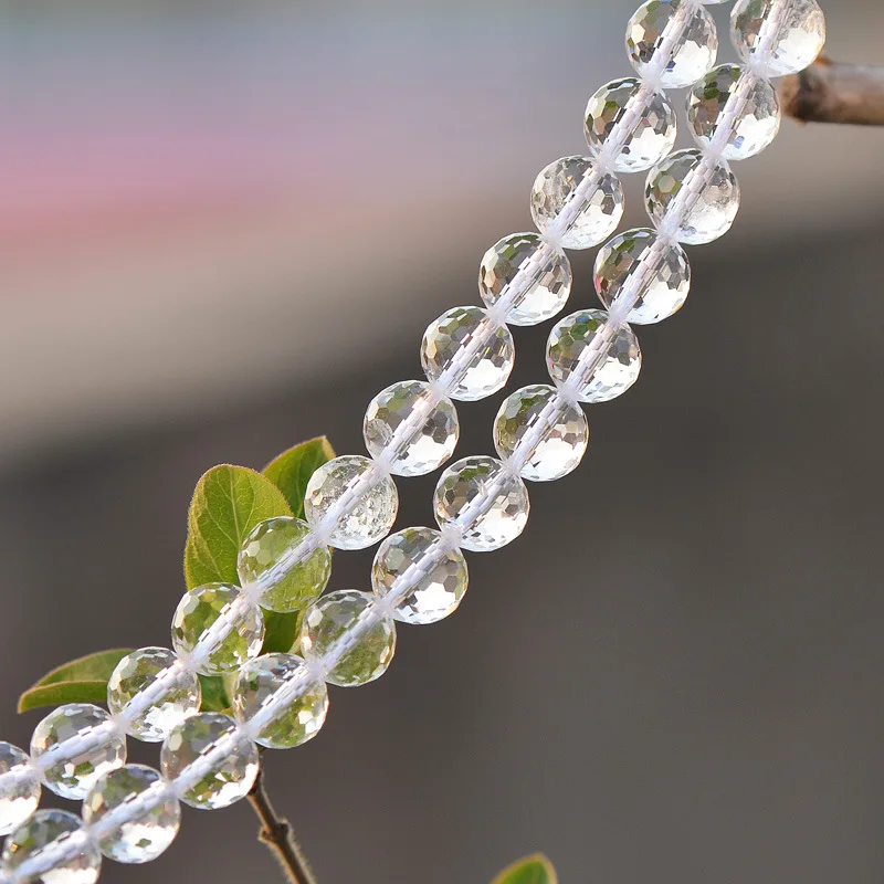 Joanlyn Faceted Grade AA Natural Clear Quartz Beads Round with 128 Facets 6mm-16mm 15 Inch Strand CQ28