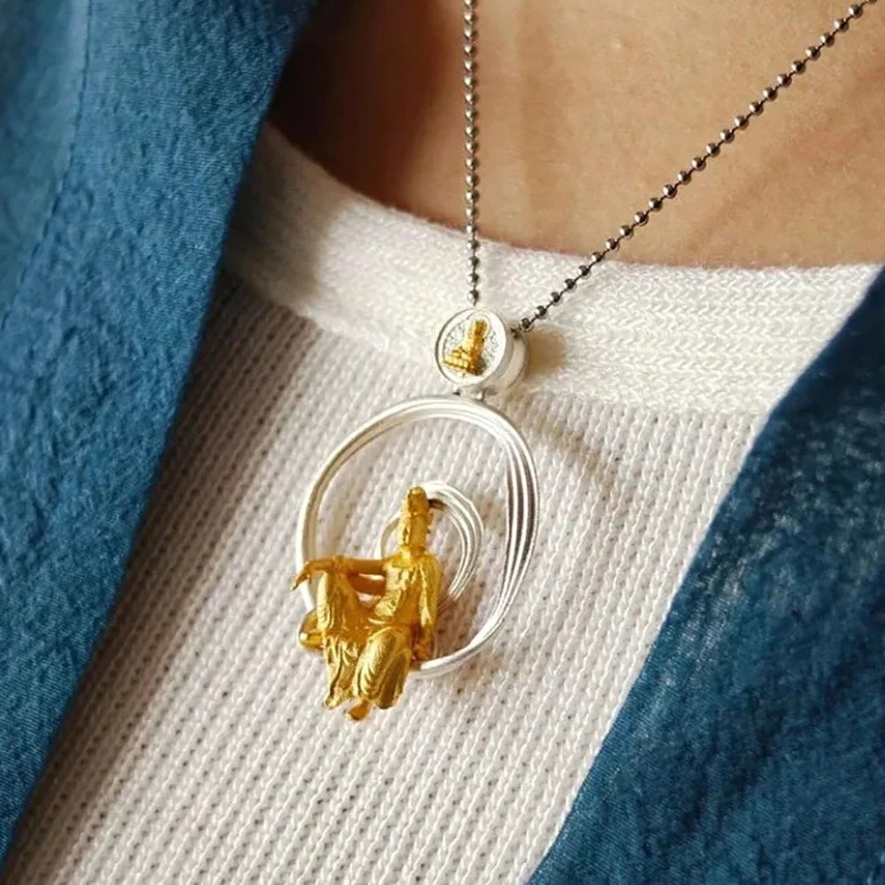 3D Hohl Carving Buddha Amulett Anhänger Halskette Zen Chinesischen Stil Luxus Kette Vintage Healing Schmuck Frauen Geschenke Zubehör