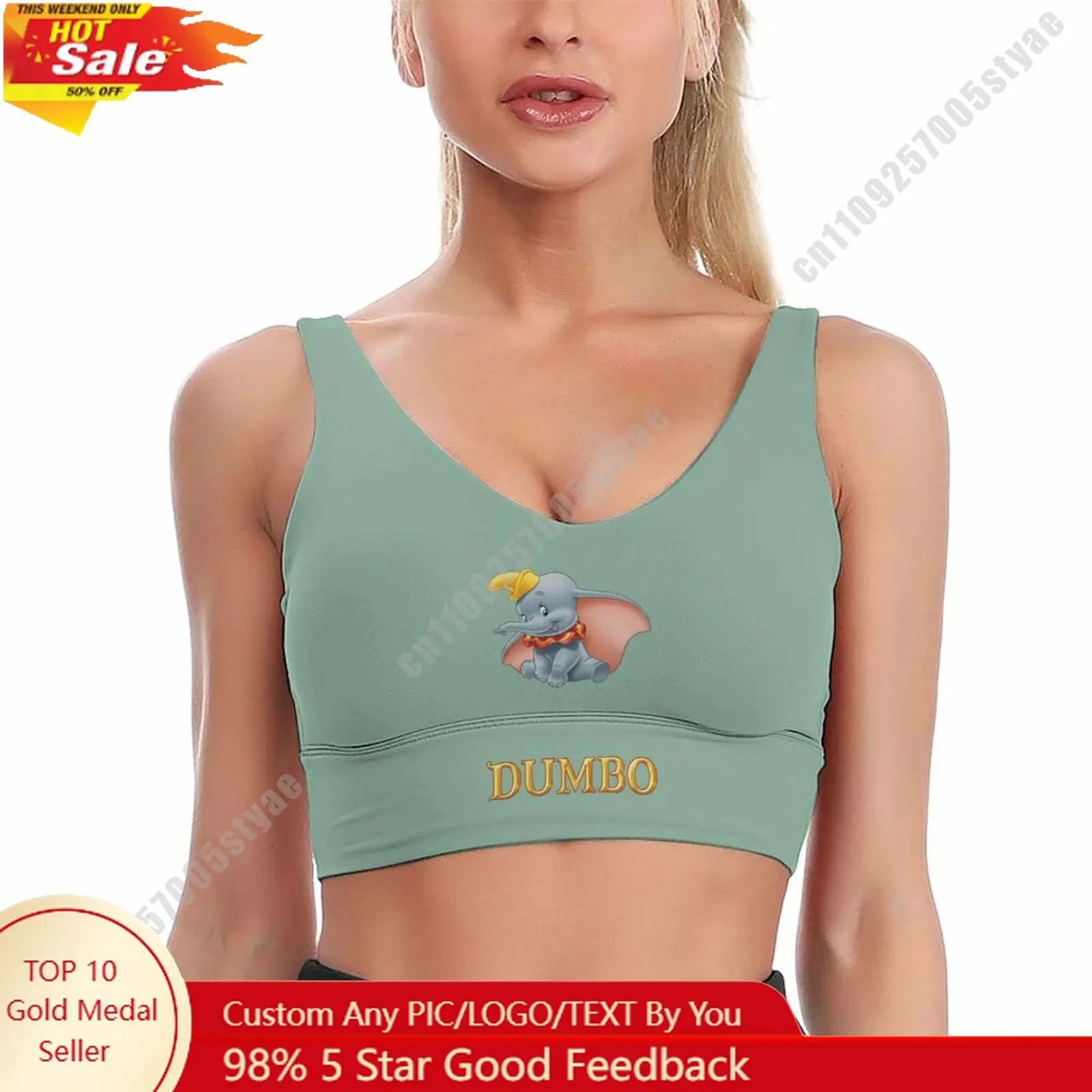 

Dumbo Sports Bra Disney Character Custom Breathable Underwear Running Fitness Push Up Bra Fresh Fashionable Gifts