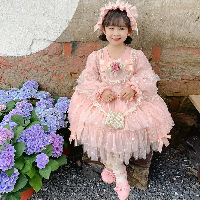 Costume per bambini vestito per ragazze bambino autunno inverno Lolita ragazza Kawaii abito da sposa ragazza abito da ballo principessa abiti da