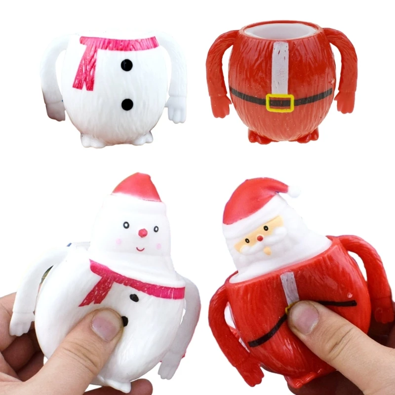 

3PCS Squeeze Toy Christmas Santa/Snowman Novelty Popup TPR Fidgets Squeezable Toy Kids Office Desktop Novelty Toy