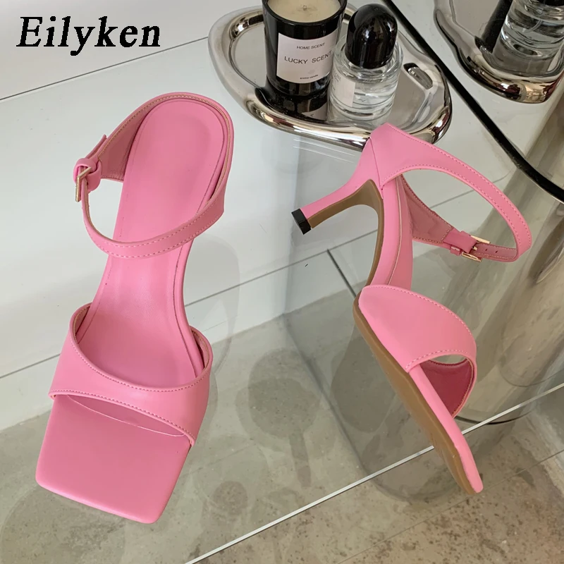 Eilyken Fashion Concise Solid Color Ladies Thin Low Hees Shoes Classic Buckle Decoration Women Summer Hollow Slippers