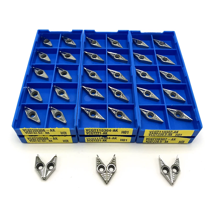 

VCGT110302 VCGT110304 VCGT110308 AK H01 Aluminum Insert Turning Insert CNC Internal Turning Tool Copper aluminum wood processing