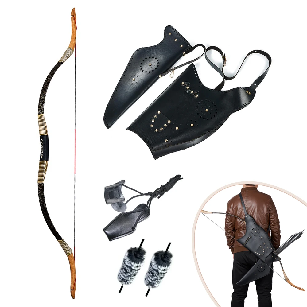 Toparchery Archery 53inch Tratiditional Bow 30-50lbs Wooden Laminated Recurve Bow for Outdoor Shooting Practice Hunting Sports