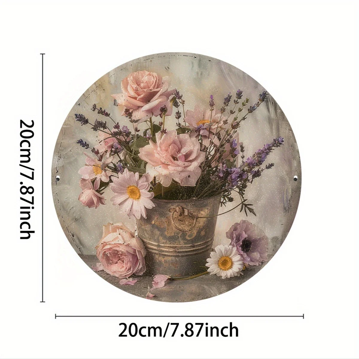 1pc Vintage Floral Aluminum Wall Art, 2D Printed Metal Sign, Indoor/Outdoor Decorative Pewter Painting, Ideal for Home, Restaura