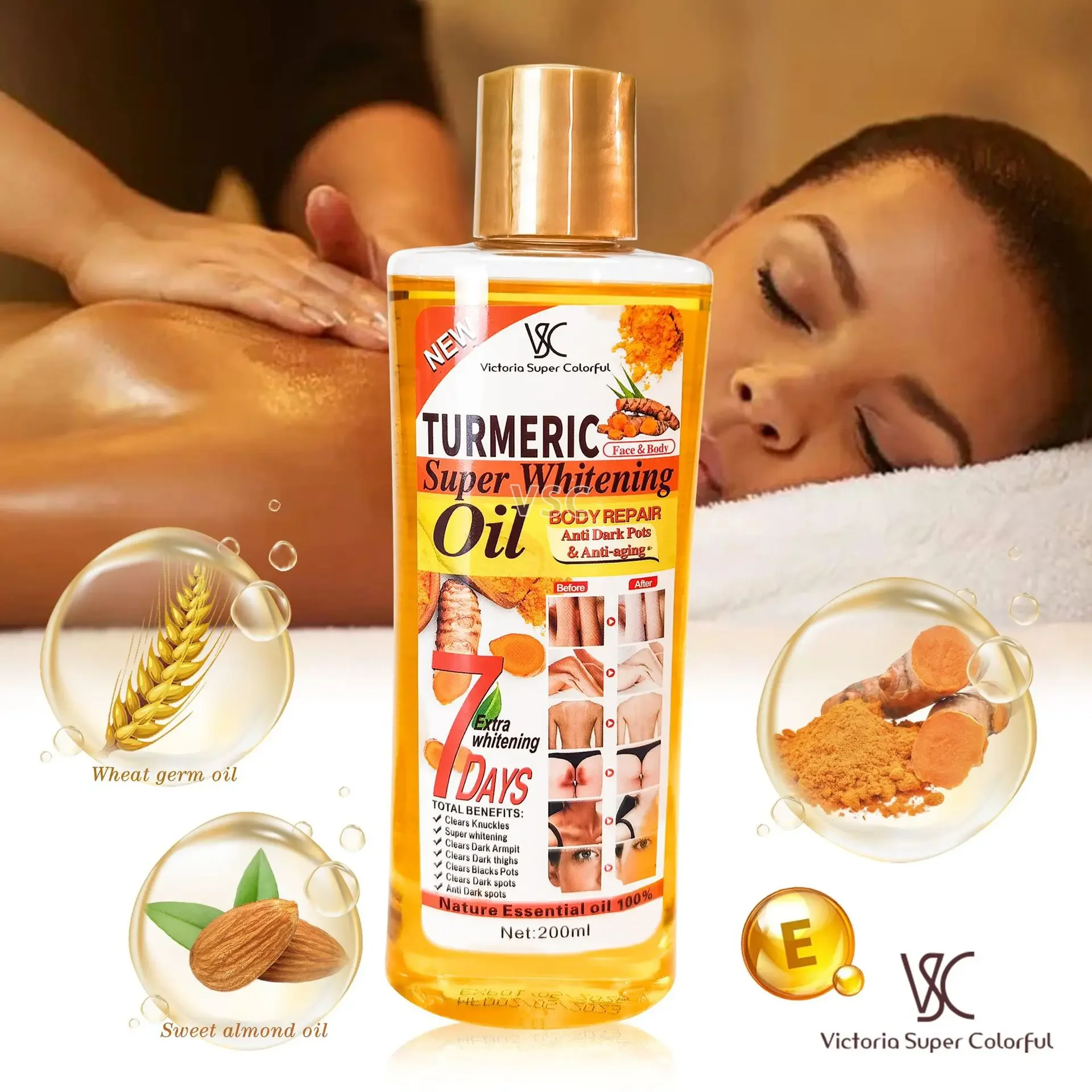 

Turmeric essence oil Facial body skin care massage oil Moisturizing brightening removing dark spots Anti aging Forrest Gum oil