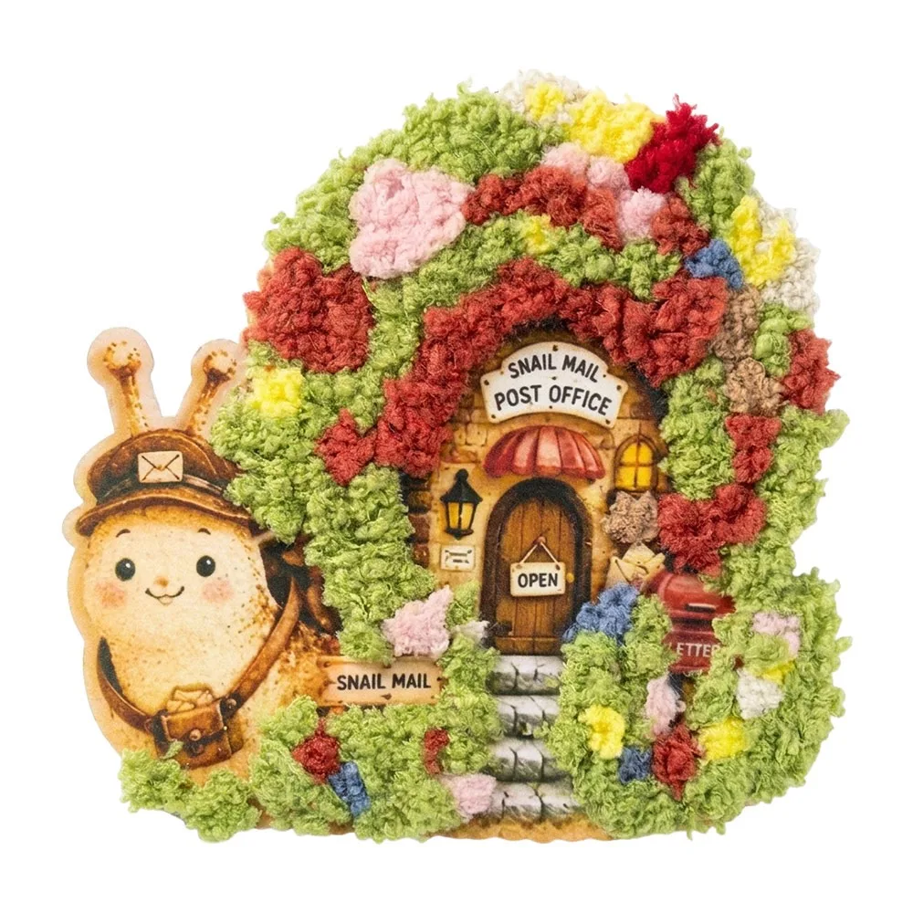 Whimsical Village 3D Fabric Poke Art Kit DIY 3D Textured Yarn Village Craft Set Semi-finished Product Village Theme