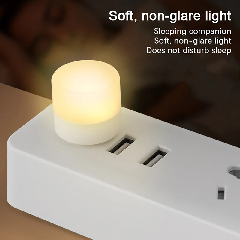 USB Plug Lamp Mini Night Light Computer Mobile Power Charging Small Book Lamps LED Eye Protection Square Reading Light