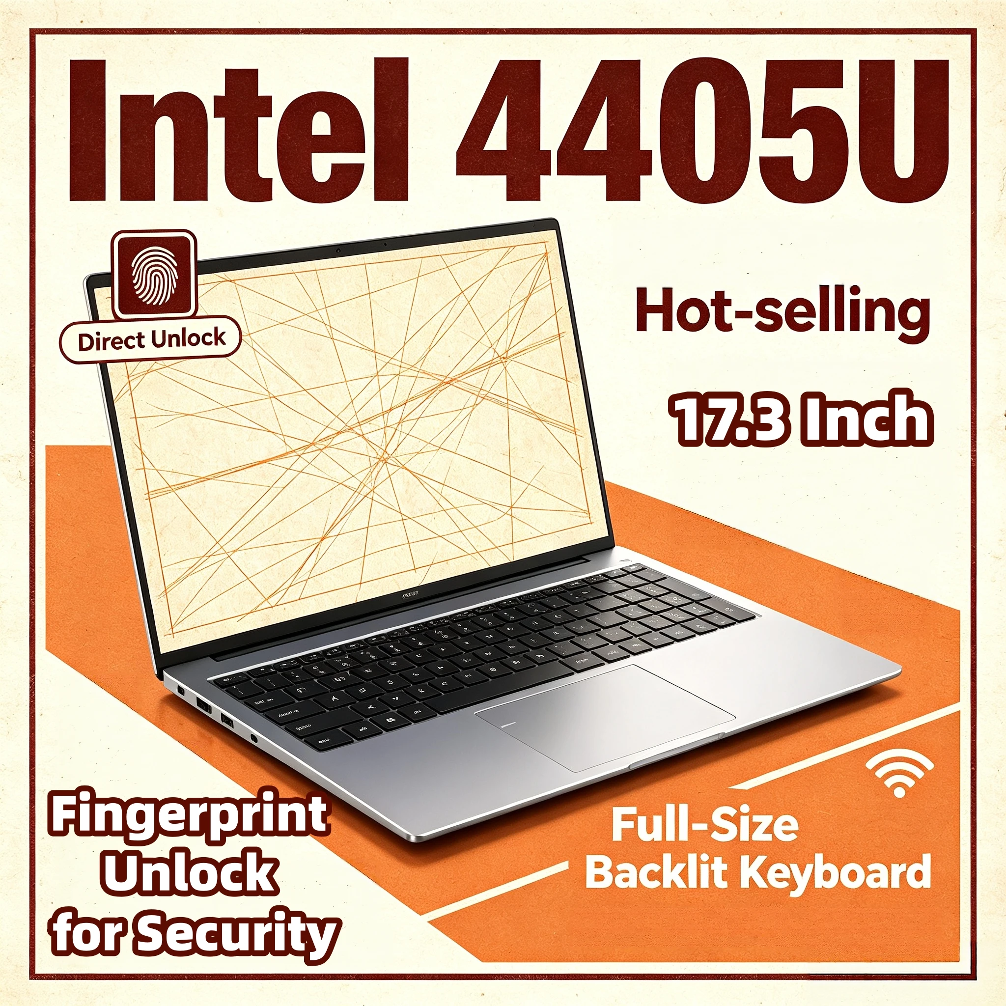Intel Pentium 4405U 17.3 Inch Laptop 16GB RAM 2TB SSD Fingerprint Unlock Full Size High Performance Gaming Work Prime