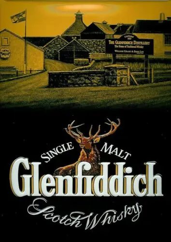 Glenfiddich, Metallschild im Retro-Vintage-Stil, Männerhöhle, Schuppen, Heimdekoration, Aluminium