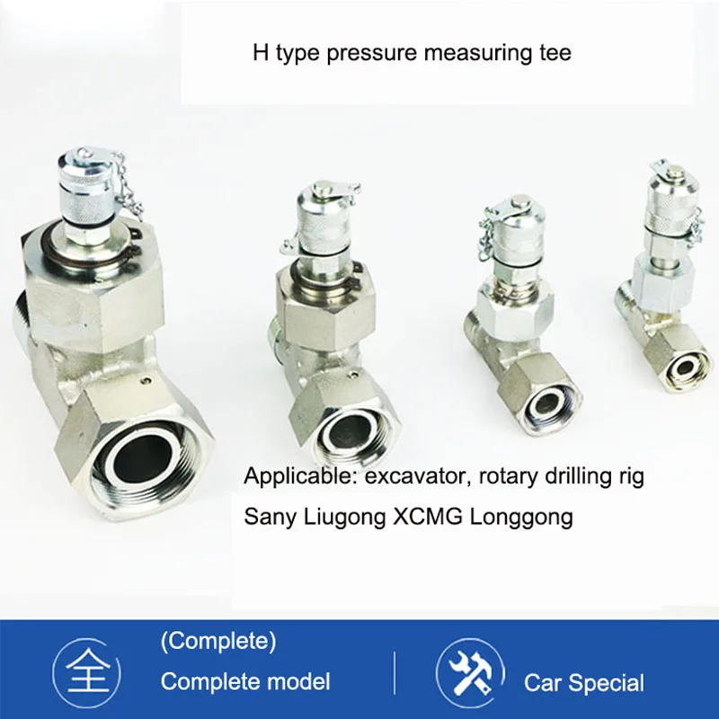 Excavator Pressure Measuring Tee Joint Pilot Test Distribution Valve Walking Hydraulic Maintenance Pressure Gauge Adapter Set