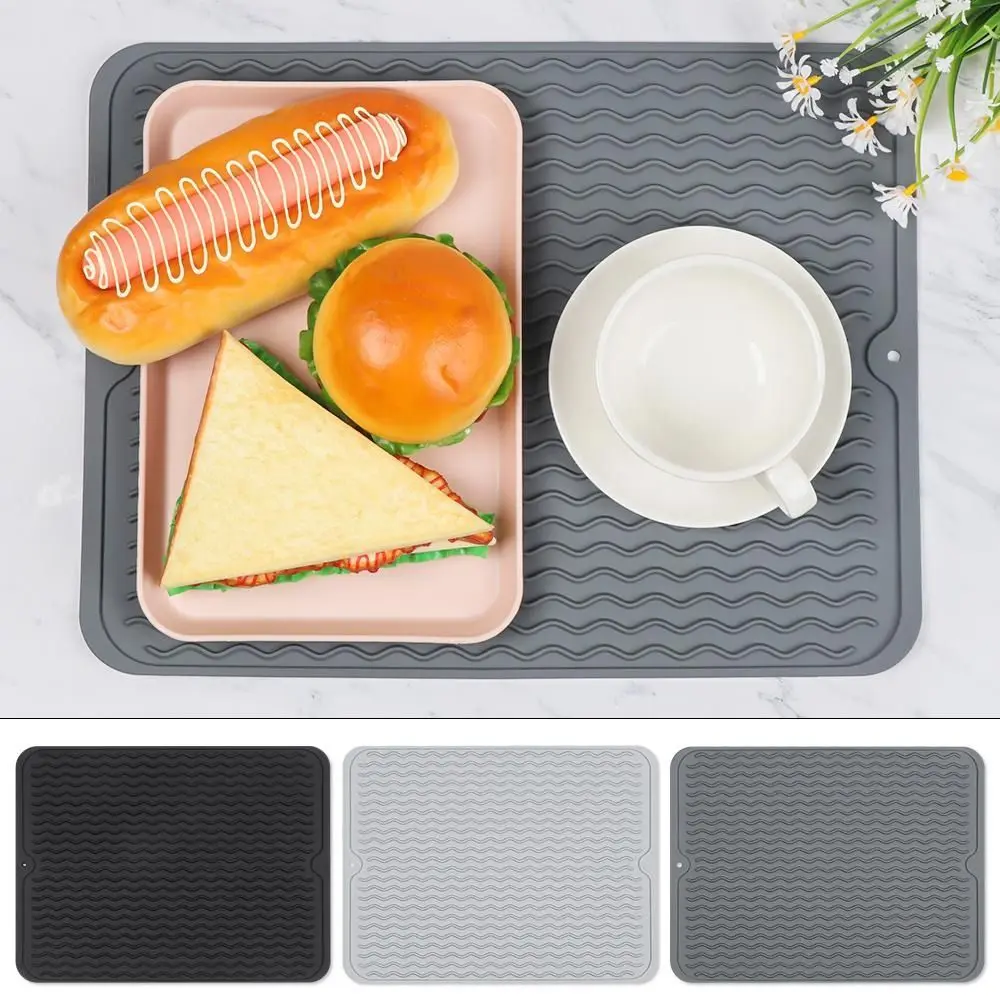 

1 шт. новый кухонный коврик для столовых приборов, силиконовый коврик для сушки, волнистая подушка для слива, нескользящая теплоизоляционная подставка, складной держатель для посуды, настольный коврик