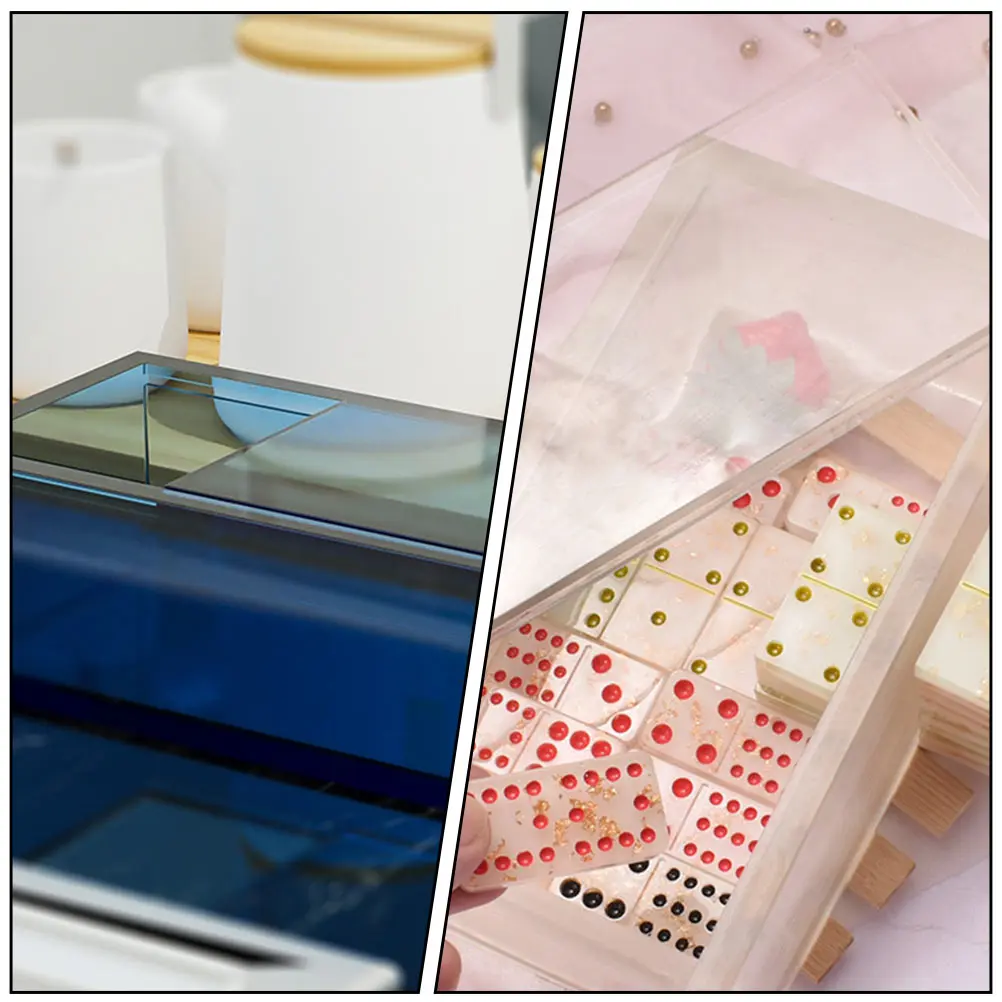 1 set 1 Set Storage Box Mold Silicone Resin Casting Epoxy Box Maker Tissue Domino Case Craft Diy Holder Gift Container Mould