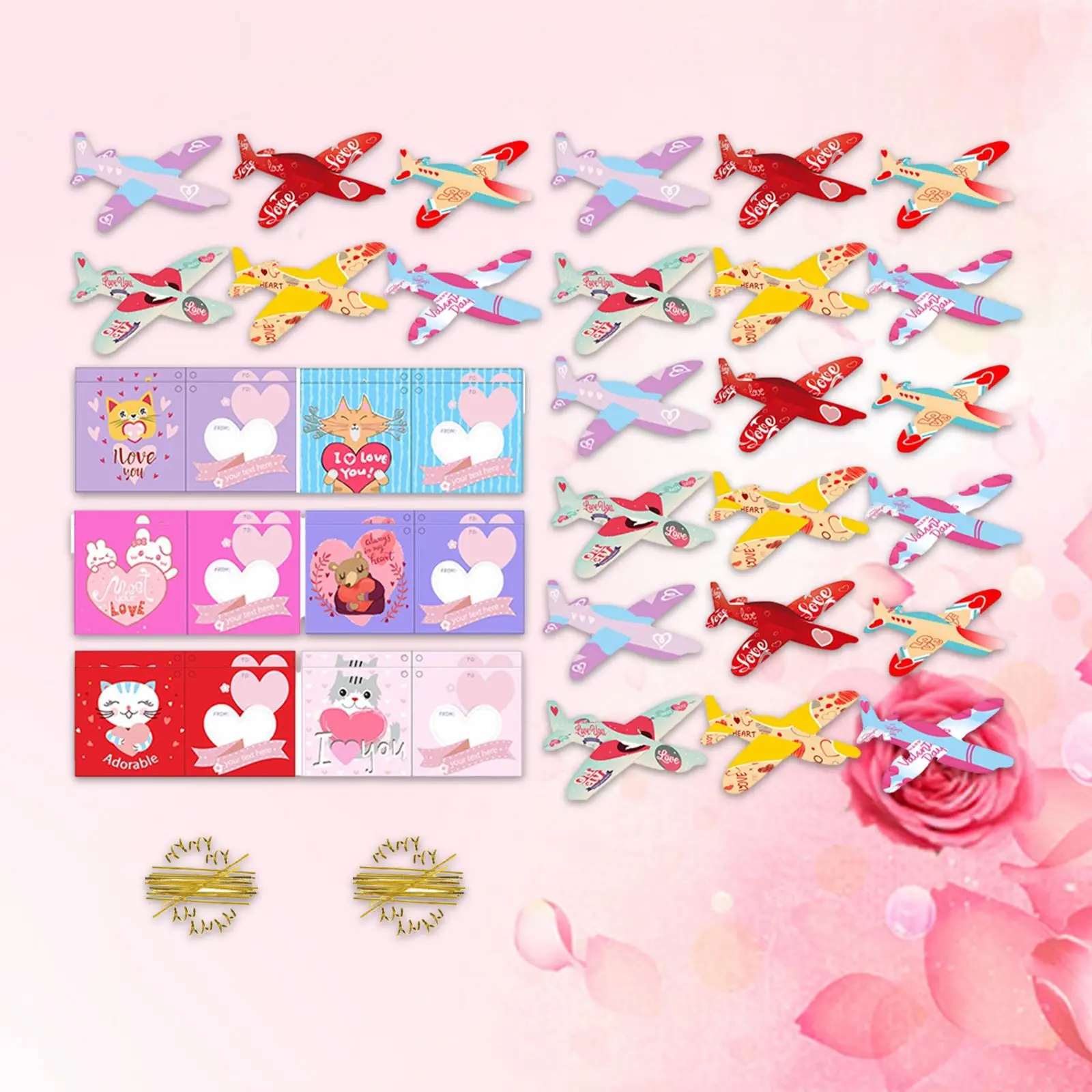 24x Airplane Cards Valentines Day Gifts Classroom School Paper Valentines Day Cards for Kids Plane Cards Gift Exchange Cards