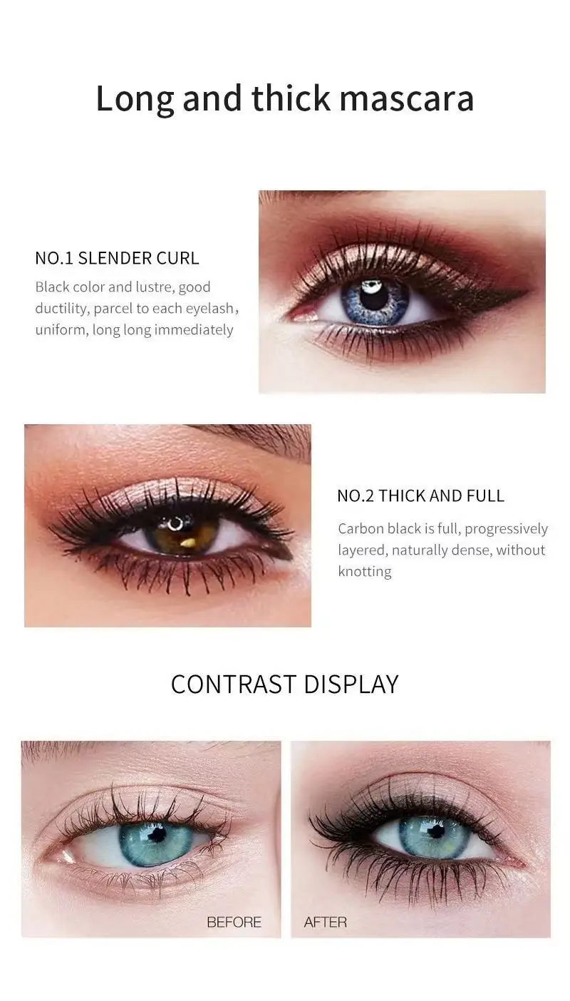 Nuova mascara waterproof con proprietà arricciate, allunganti, volumizzanti e antimacchia per le ciglia
