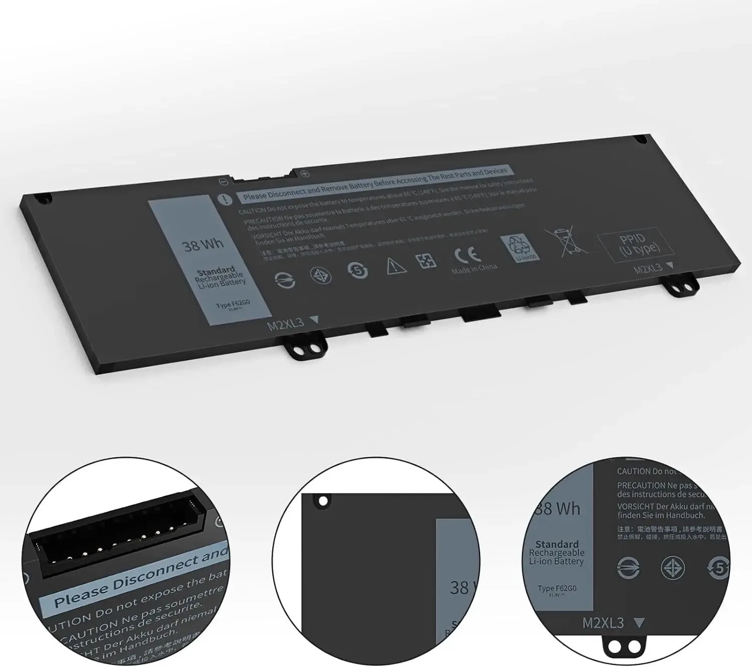 38Wh F62G0 Battery For Dell Inspiron 13 7000 7370 7373 7380 7386 5370 P83G P87G