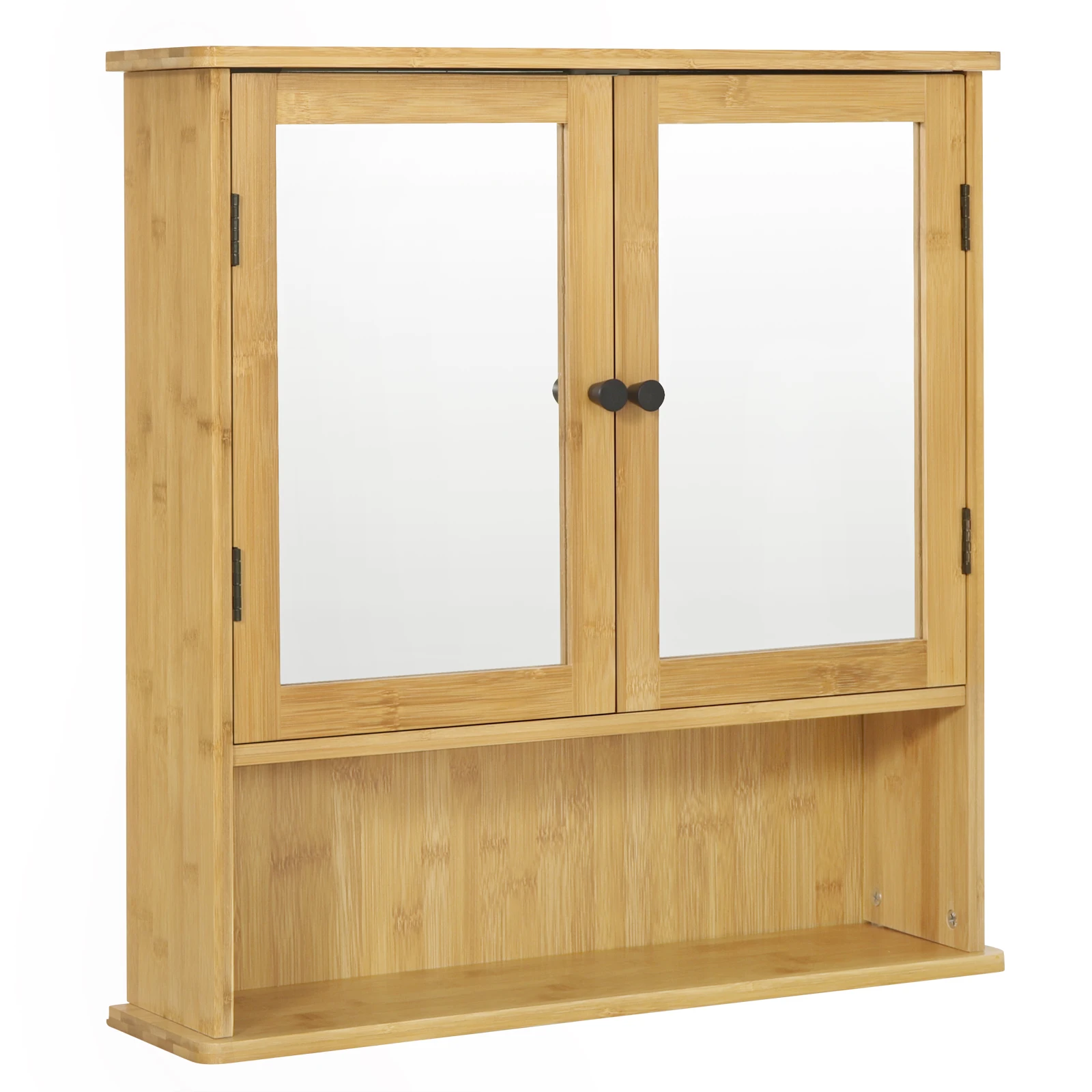 EUGAD Badezimmer-Wandschrank mit Spiegel, 56 x 14 x 58 cm, Aufbewahrungsschrank mit 2 Spiegeltüren, 1 offenes Fach, verstellbares Regal