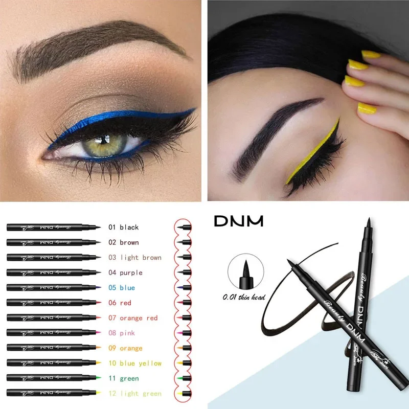 DNM Matita eyeliner liquido opaco Durevole Nero naturale Blu Pigmento impermeabile per feste Cosmetici per eyeliner a lunga durata senza sbavature