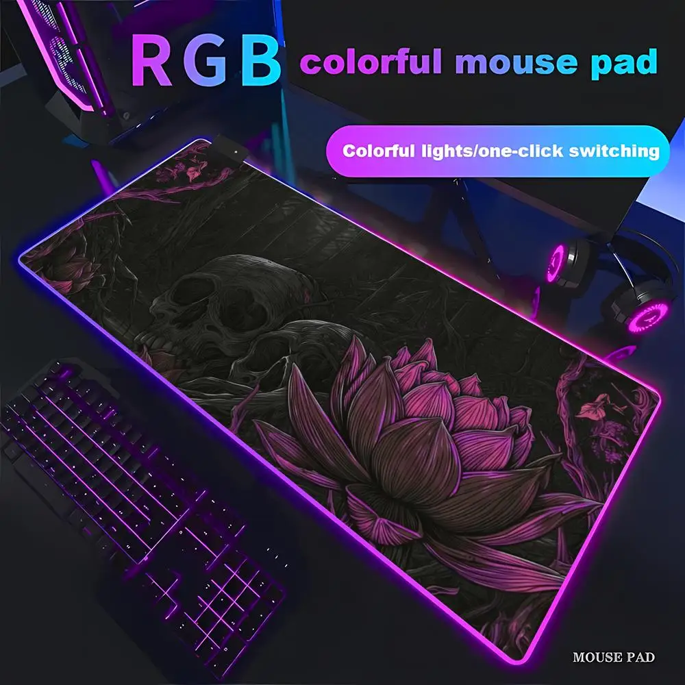 

HYBXAXCDark Lotus MTG Playmat Cottagecore TCG Playmate, Mousepad, Gifts for RGB HD Gamer LED Light PC Computer Non-slip Decor