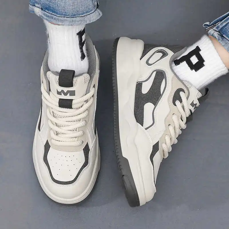 

Thick Sole Lace-up High Brand Men's Skateboarding New Fast Sneakers Shoes Black Sports Fashion Cosplay Workout Designers