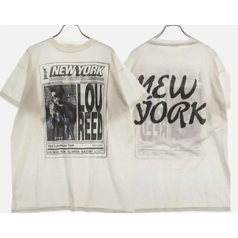 80S Lou Reed New York 2 Side White T Shirt